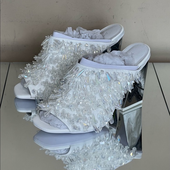 Jeffrey Campbell Shoes - Jeffrey Campbell Chandelier White Leather Mules